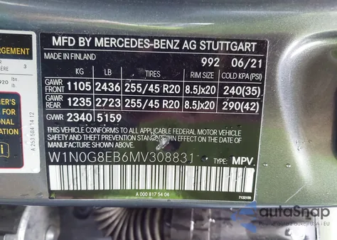 2021 Mercedes-Benz Glc 300 4Matic from USA, damaged, VIN W1N0G8EB6MV308831